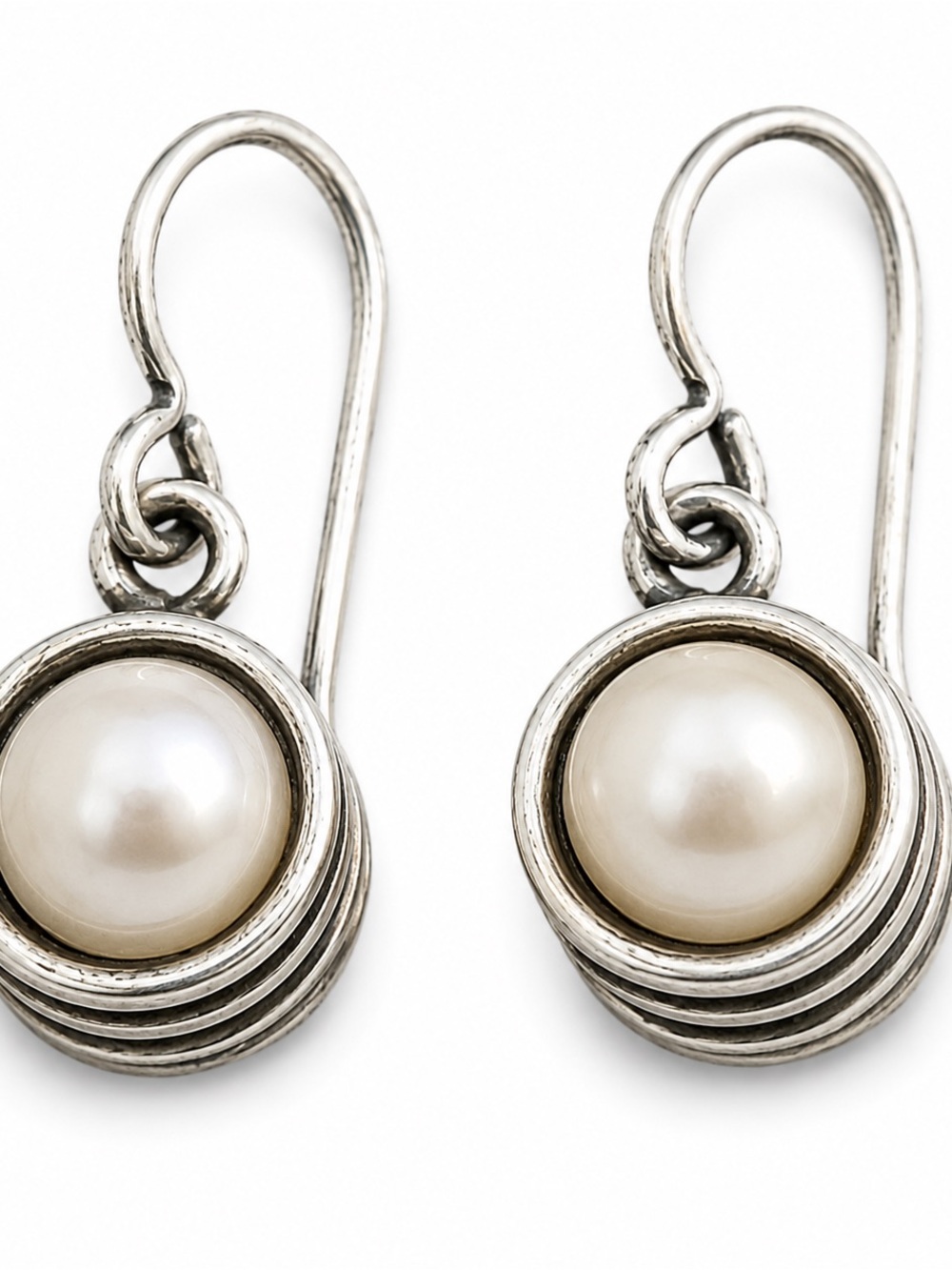Sterling Silver Faux Pearl Drop Earrings